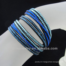 Leather wrap rhinestone bracelet 2015